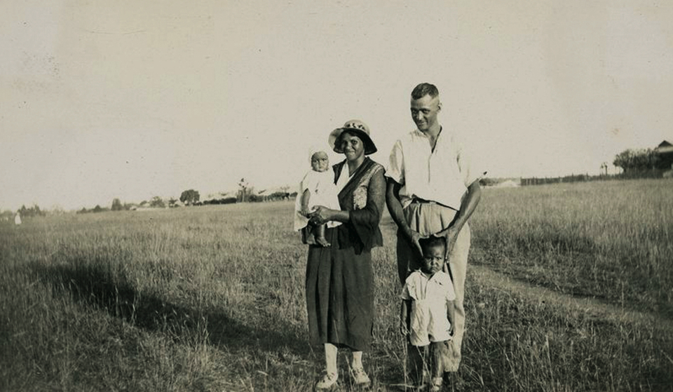Jim and Dorothy Stanley with Nell and Arthur at Cherbourg Aboriginal Settlement c1933