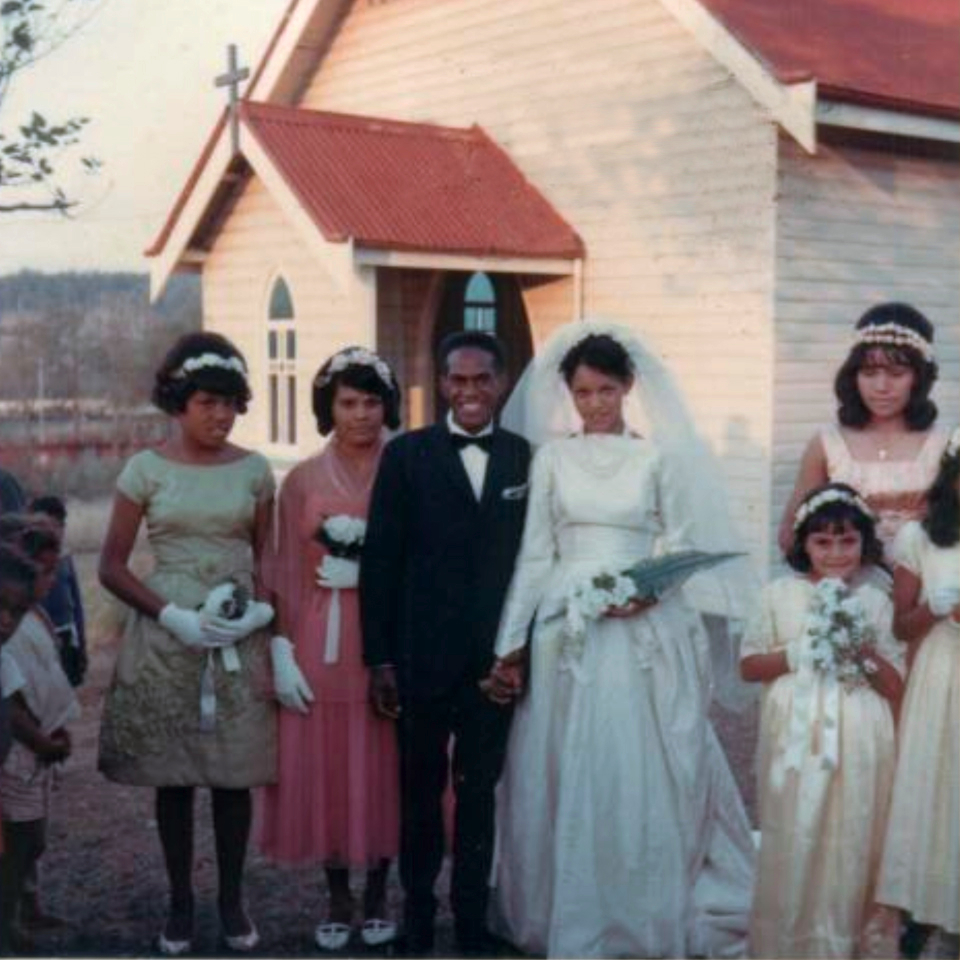 Barry and Jessie Fewquandie wedding day c1970