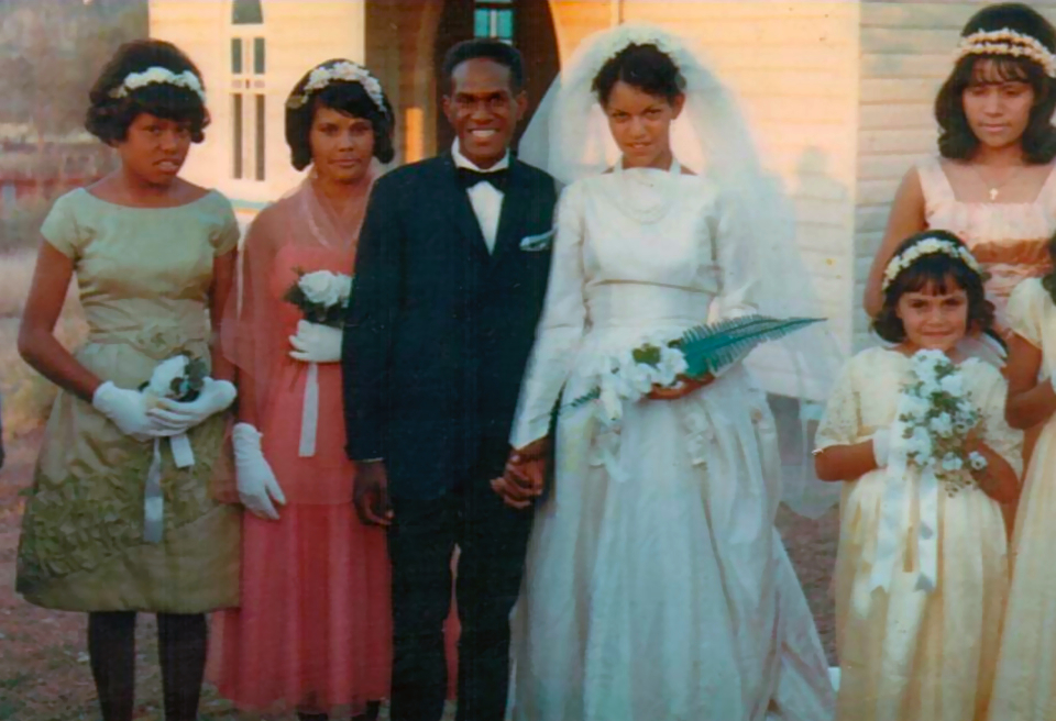 Barry and Jessie Fewquandie wedding party c1970 (detail)