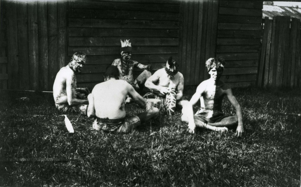Joe Hegarty, Oscar Collins and Bruce Walker at Grand Native Corroboree 1924