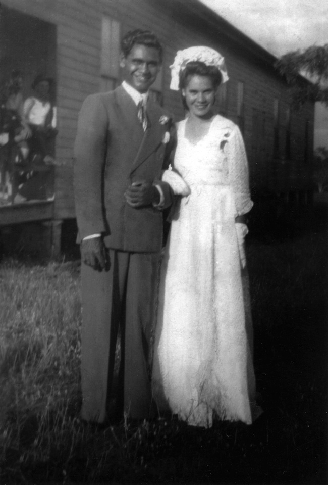Claude and Del Tyson on their Wedding Day c1950