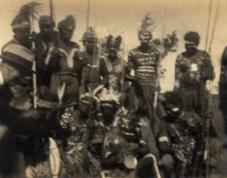 Decorated men at Cherbourg Aboriginal Settlement c1930
