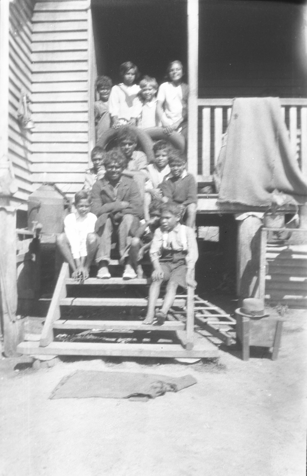 Children on steps of Boys Dormitory at Cherbourg 1934