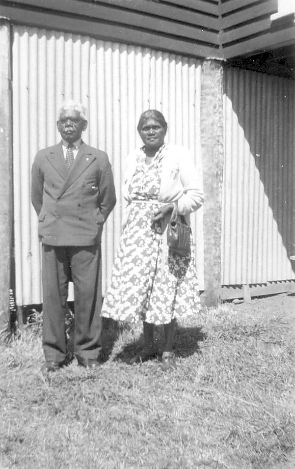 Man and woman at AIM Church at Cherbourg c1940