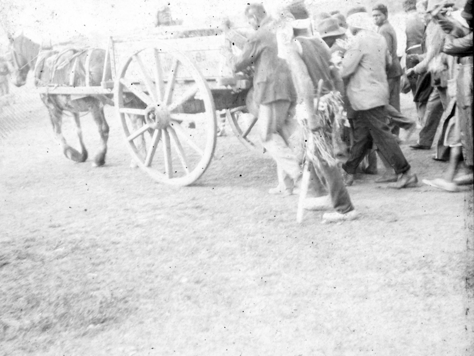 Funeral procession with horse drawn cart at Cherbourg 1934