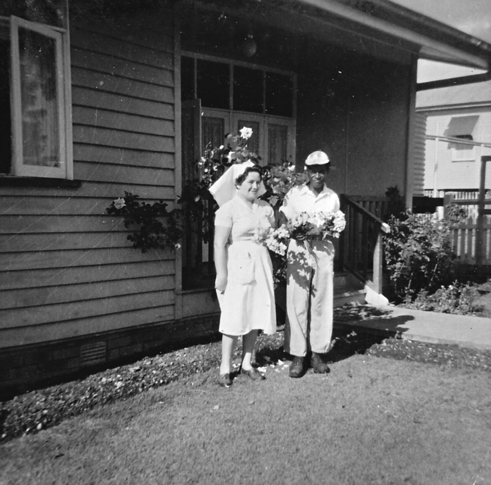 Nurse and Barry Fewquandie at Cherbourg Hospital c1962