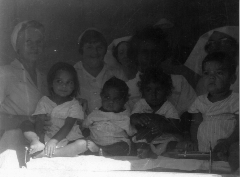 Nurses and babies at Cherbourg Hospital c1961