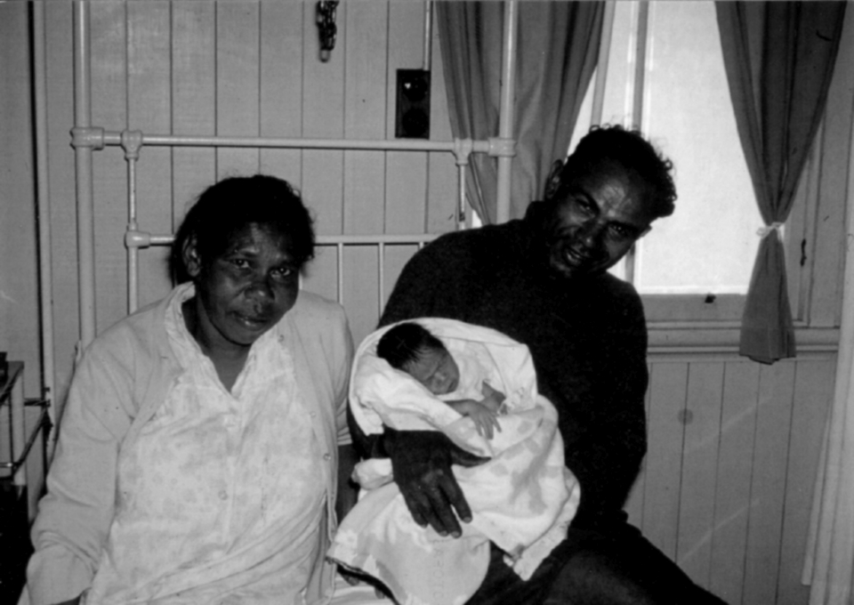 Parents with newborn at Cherbourg Hospital c1961