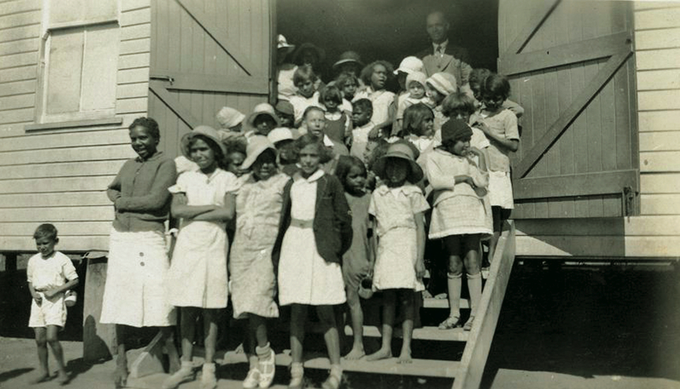 Children at the Welfare Hall at Cherbourg Aboriginal Settlement c1933