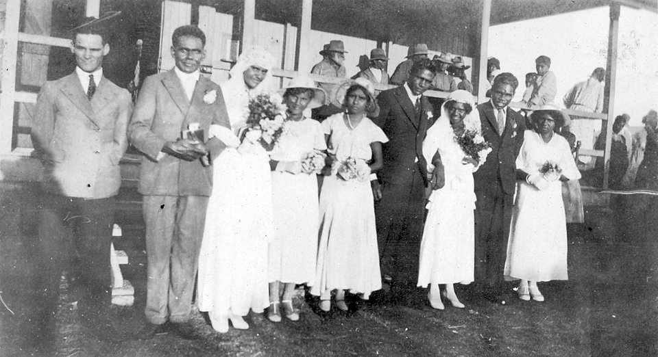 Double wedding at Welfare Hall at Cherbourg Aboriginal Settlement 1933