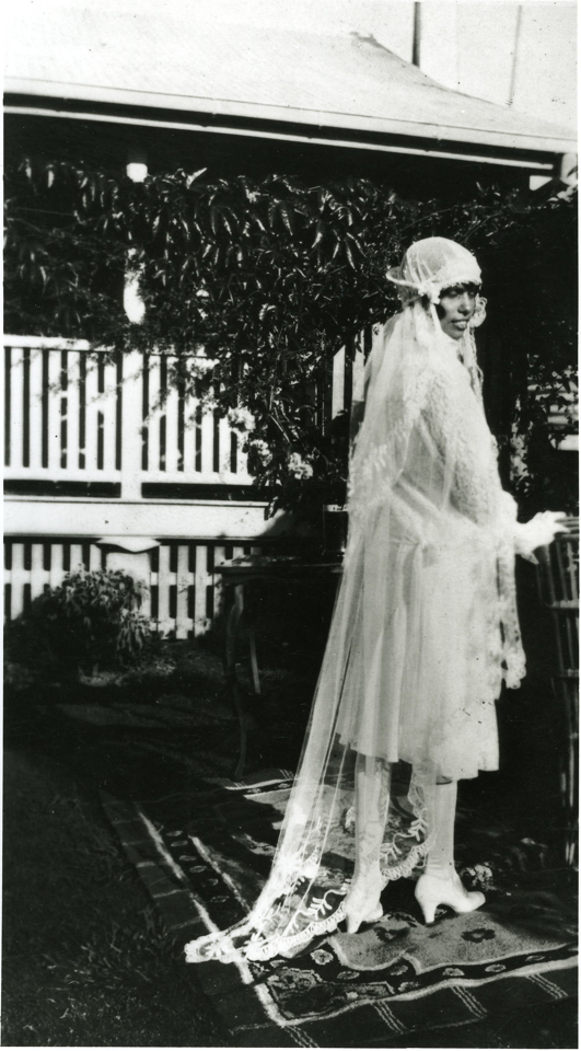 Evelyn Serrico on her wedding day at Cherbourg c1930