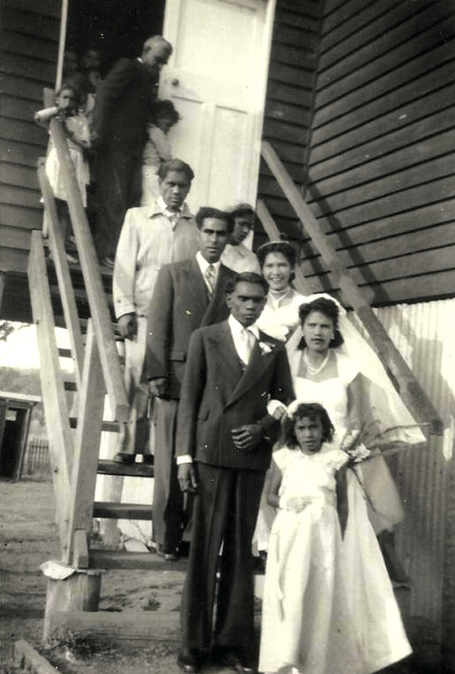 Murdoch wedding party at AIM Church at Cherbourg c1950