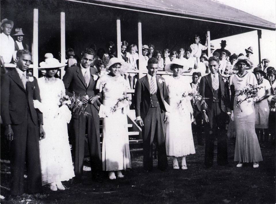 Wedding parties at Welfare Hall at Cherbourg c1930