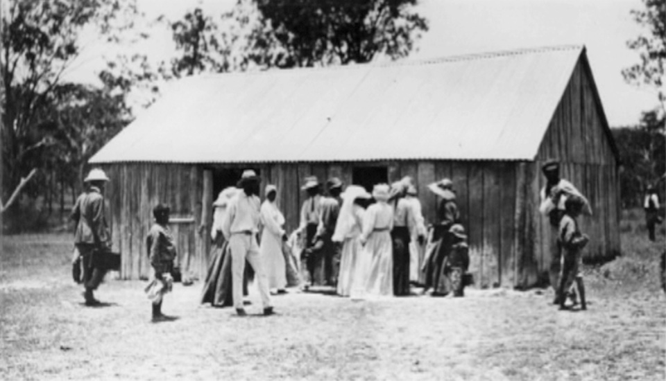 Flour distribution at Barambah Aboriginal Settlement 1911
