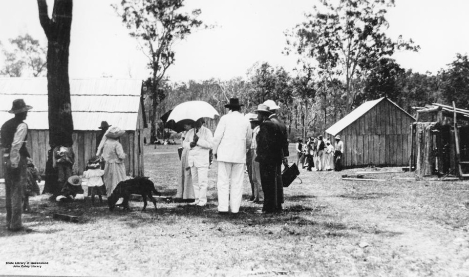 Governer Sir William McGreggor with group at Barambah Aboriginal Settlement 1911