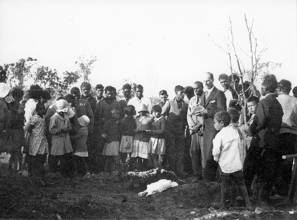 Grave side prayers at Barambah Aboriginal Settlement c1928