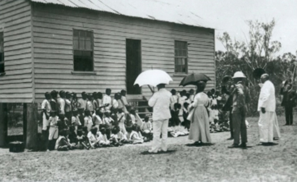 McGreggor inspecting school at Barambah Aboriginal Settlement 1911