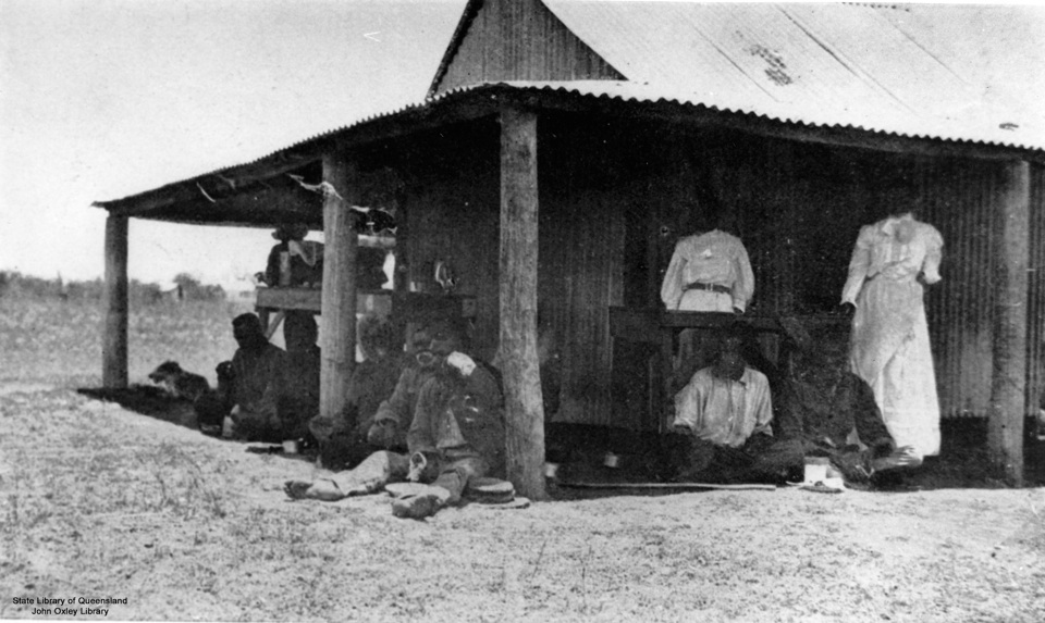 Men and Women outside Hospital at Barambah Aboriginal Settlement 1911