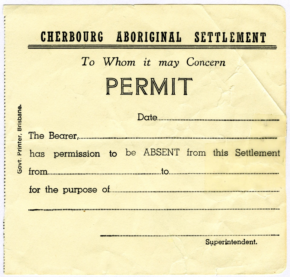 Permit-to-be-absent-from-Cherbourg-Aboriginal-Settlement_1954