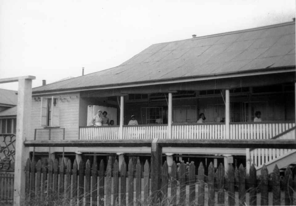 Waiting for visitors on the veranda at Cherbourg Hospital 1962